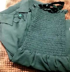 Green Jumpsuit &amp; Shirt Set