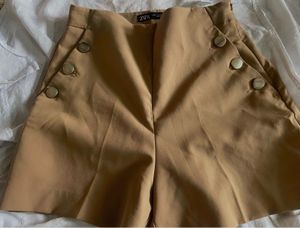 Zara Tan Button Shorts
