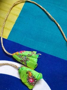 Work Blouse With Copper Thread Embroidery Mirror Work