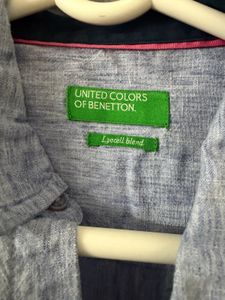 Benetton Blue Linen Shirt