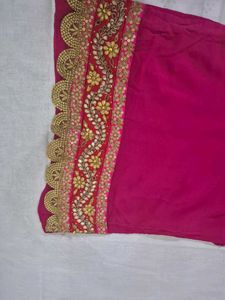 Pink Georgette Gota Patti Work Kurti