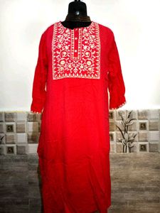 🎁Buy 2, Get 2 Free🎁XL/XXL Red Embroidered Kurta