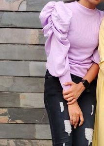 Lavender Puff Sleeve Crop Top 💜