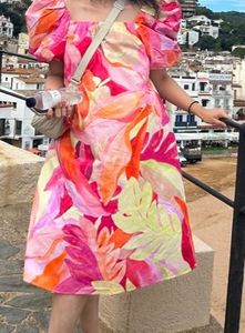 H&M Floral Print Puff Sleeve Mini Dress