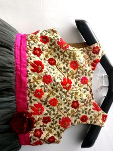 Black Balloon Frock Embroidered, Flared