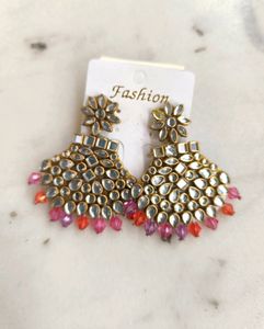 Crystal Bead Kundan Earrings