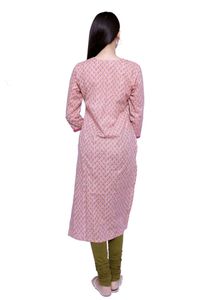 Peach Colour Long Cotton  Kurti