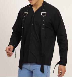 Unique Buckled Black Shirt