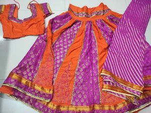 Orange & Pink Lehanga Choli Set