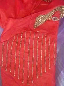 Red Embellished Saree Blouse