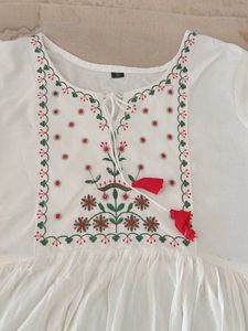 White Embroidered Tunic Top