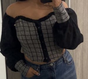 Black Buttoned Top Korean Imported