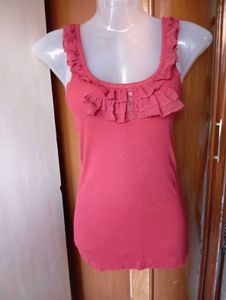 Ruffled Coral Tank Top