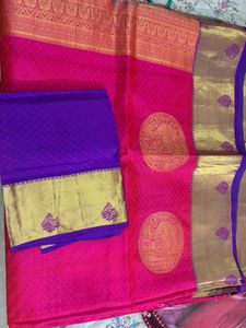 Pink Purple Colour Silk Saree - Unstiched Sare