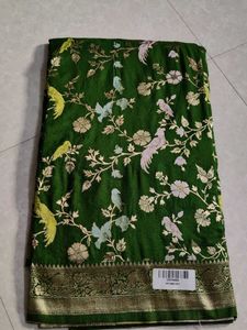 Green Banarasi dola Silk Saree