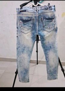 Blue Pant Ripped Denim Jeans 2xl Men Pan