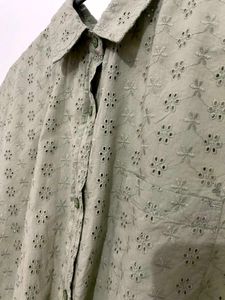 Teal green tie up shirt