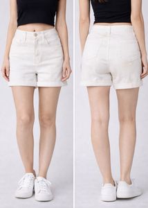 🤍 White Denim Shorts – Gently Used (Minor Stains)