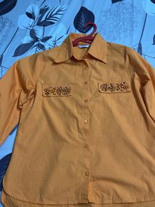 New - Orange Women Solid Shirt