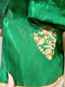 Green Unstitched Lehanga Choli