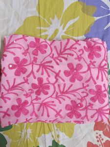 Pink Floral Embroidered Kurti