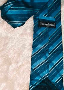 Striped Blue Tie Pure Silk From Italy