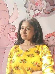 Printed Kurti Top With Yellow earrings