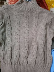 Brown Knit Turtleneck Sweater