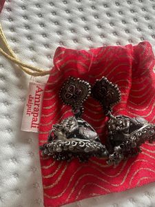 Silver Amrapali Radha Krishna Jhumkas