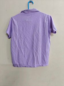 Lilac Ribbed Polo Top