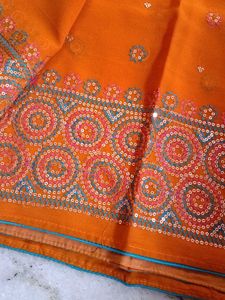 Orange Embroidered Dupatta