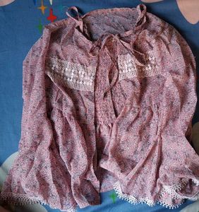 Pink Floral Smocked Crop Top