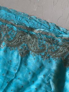 Lovely Blue sari with overall Badla