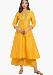 Festive Sale! Bhama Couture Yellow Kurta Set