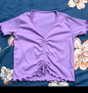 Lavender Ruched Drawstring Top