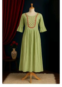 Green Embroidered Nayra Cut  Dress