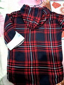 Red &amp; Black Plaid Hoodie Shirt