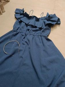Blue Off-Shoulder Mini Dress