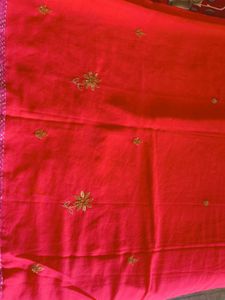 Elegant Red Embroidered Saree