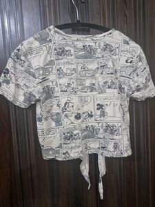 Cartoon Print Crop Top