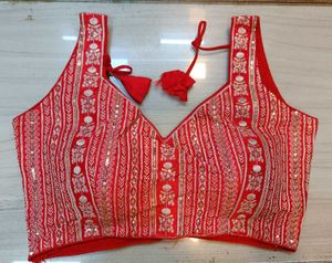 Red & gold Sequins Blouse