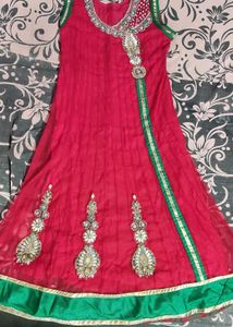 Red Anarkali Kurti with intricate Stone Work