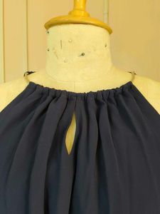 Navy Blue Elegant Halter Neck Maxi Dress