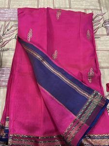Pink & Blue Slik Saree