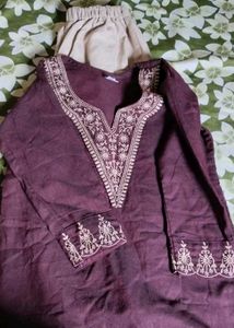Embroidered Kurti and Pant Set