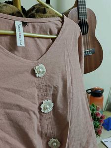 Blush Floral Button Top