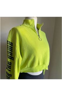 H&amp;M divided neon green cropped sweatshirt