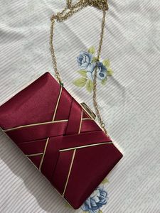 Partywear Maroon Clutch