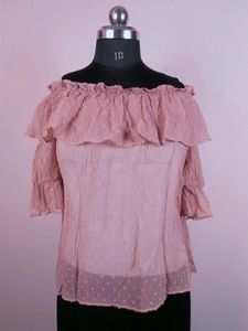 Peach Bardot Top