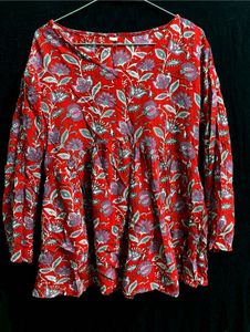 Red Floral Print Top